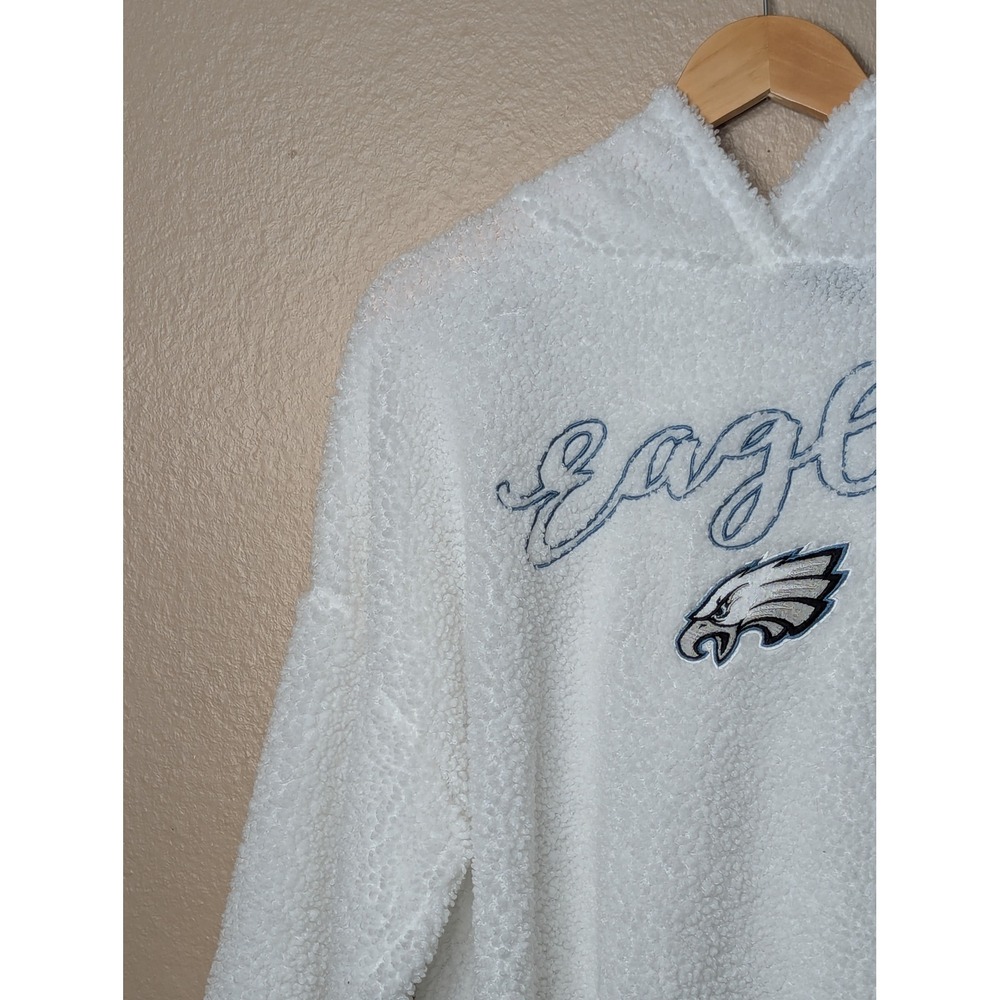 NFL Sherpa Hoodie Women XL White Philadelphia Eagles Gameday Fleece Pullover - Picture 7 of 15